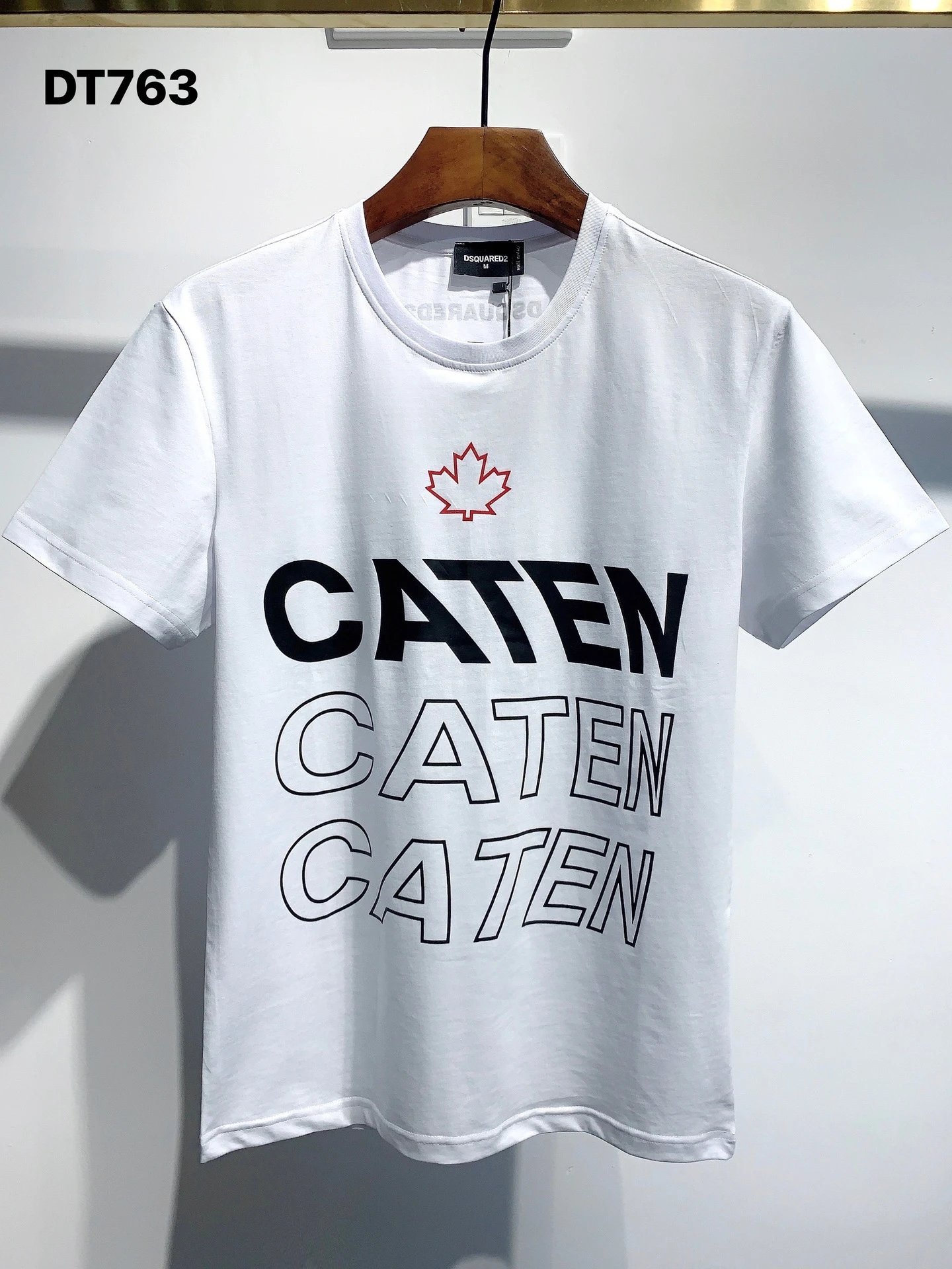 DSQ CATEN Letter Print Trendy Brand White Short Sleeve T-Shirt