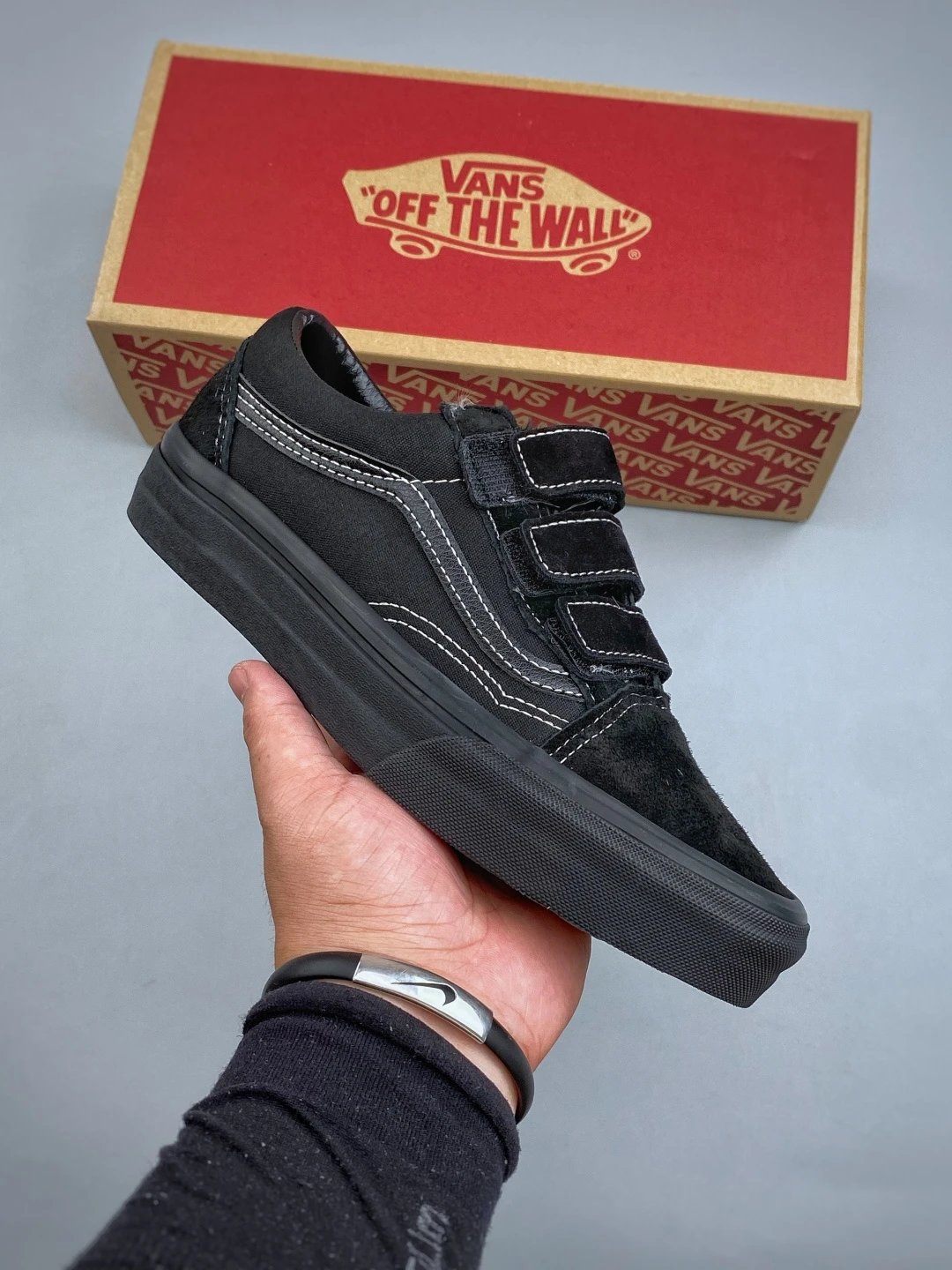 Vans Black Padded Low Collar Triple-Strap Skate Sneakers