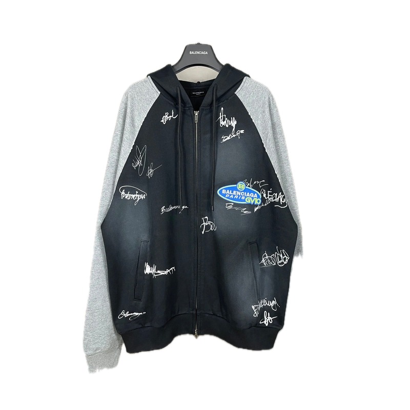 Balenciaga graffiti-style black and grey hoodie
