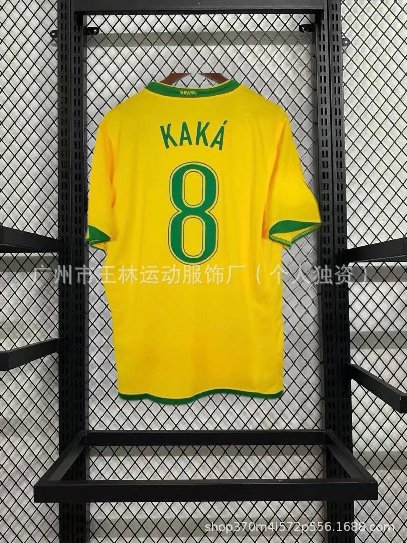 AC Milan Resort Kaka #22 soccer jersey Black Red Striped for Travel Looks