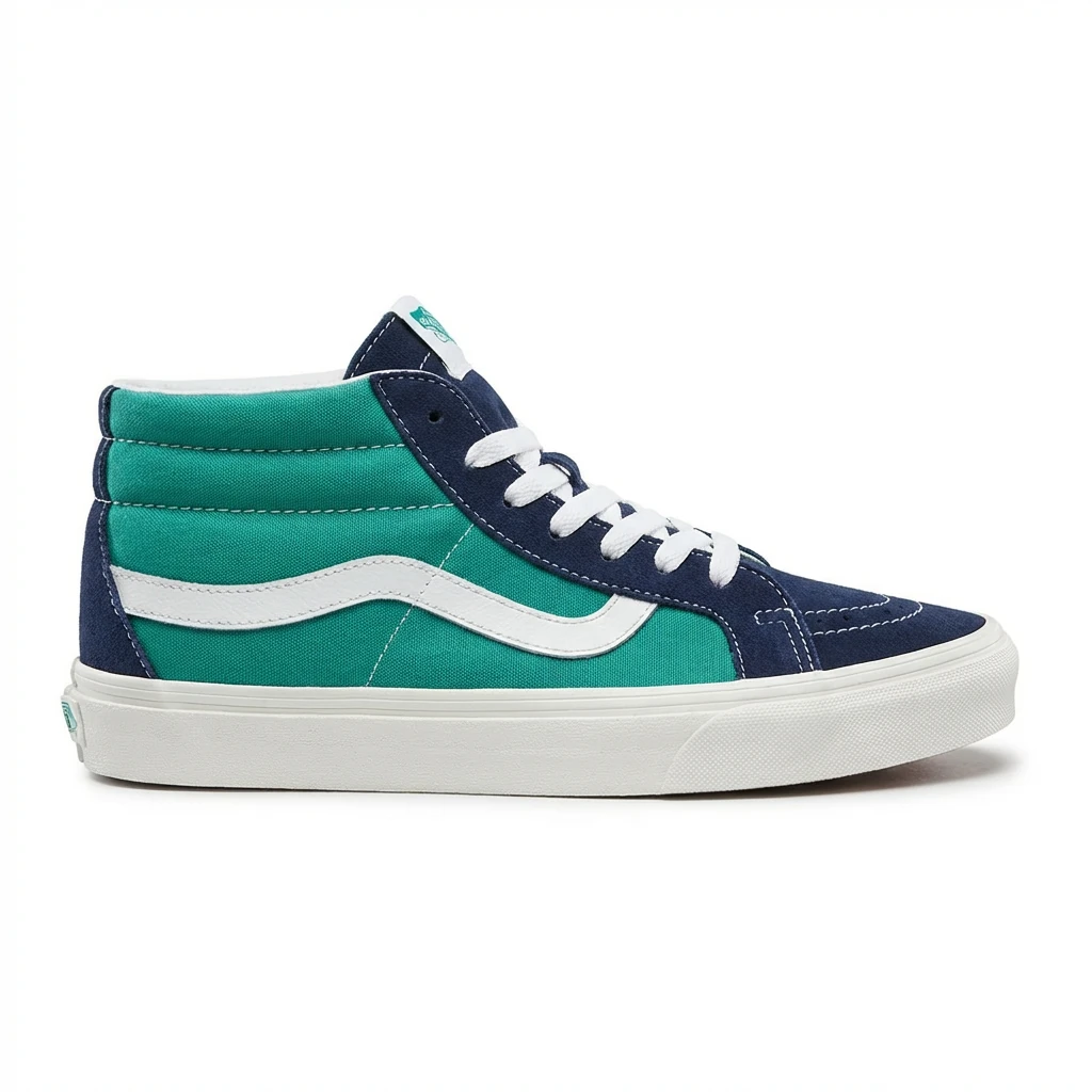 Vans high-top retro style blue-green shoes