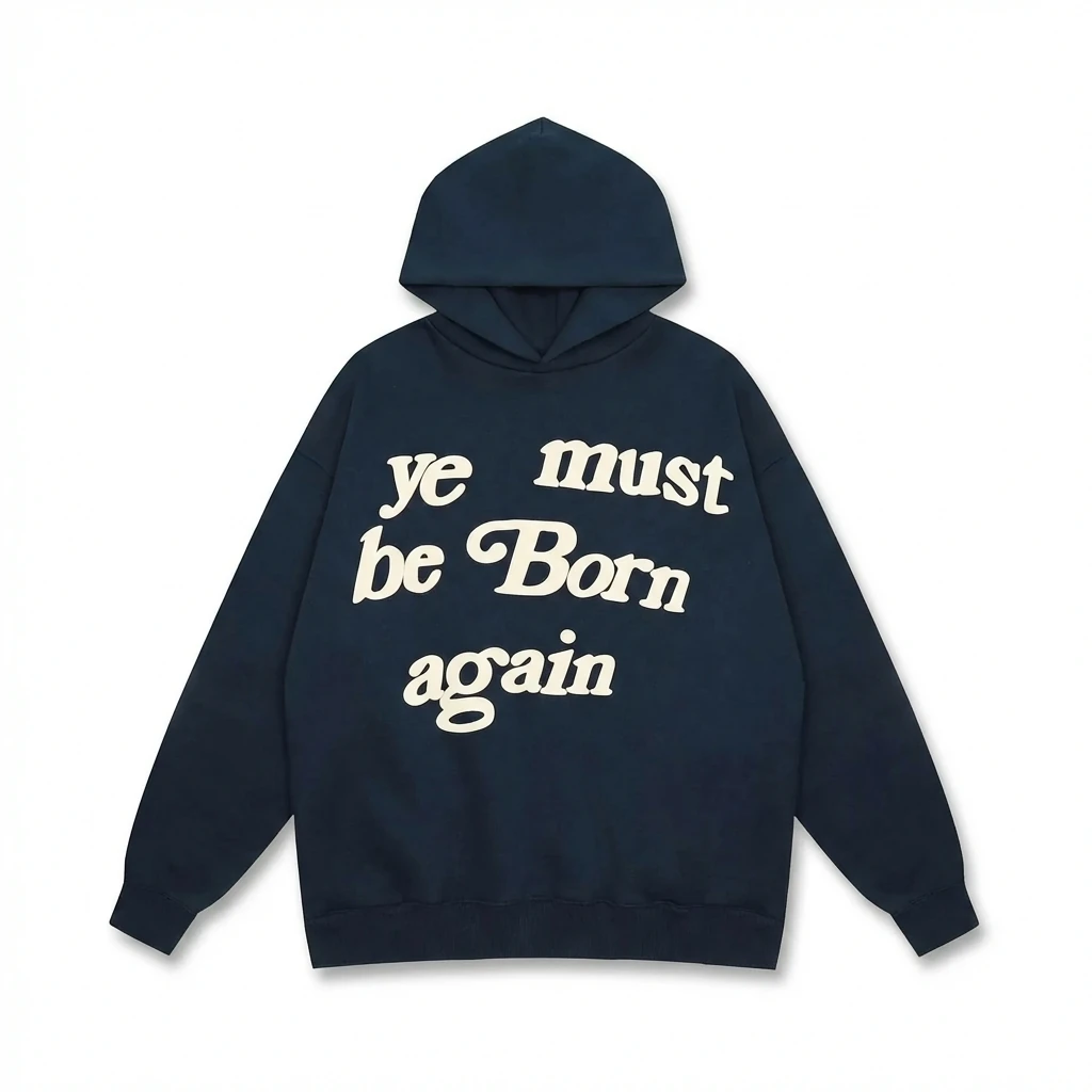 Kanye retro-style navy blue sweatshirt