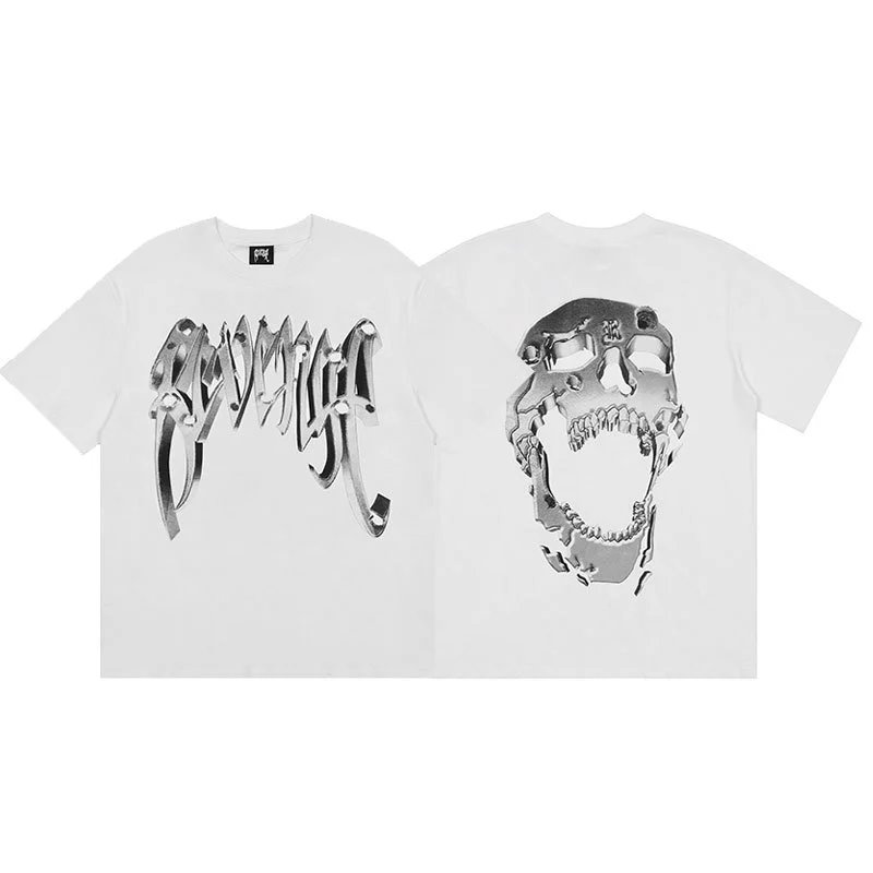 Revenge White Skull Graphic T-Shirt Poolside Style