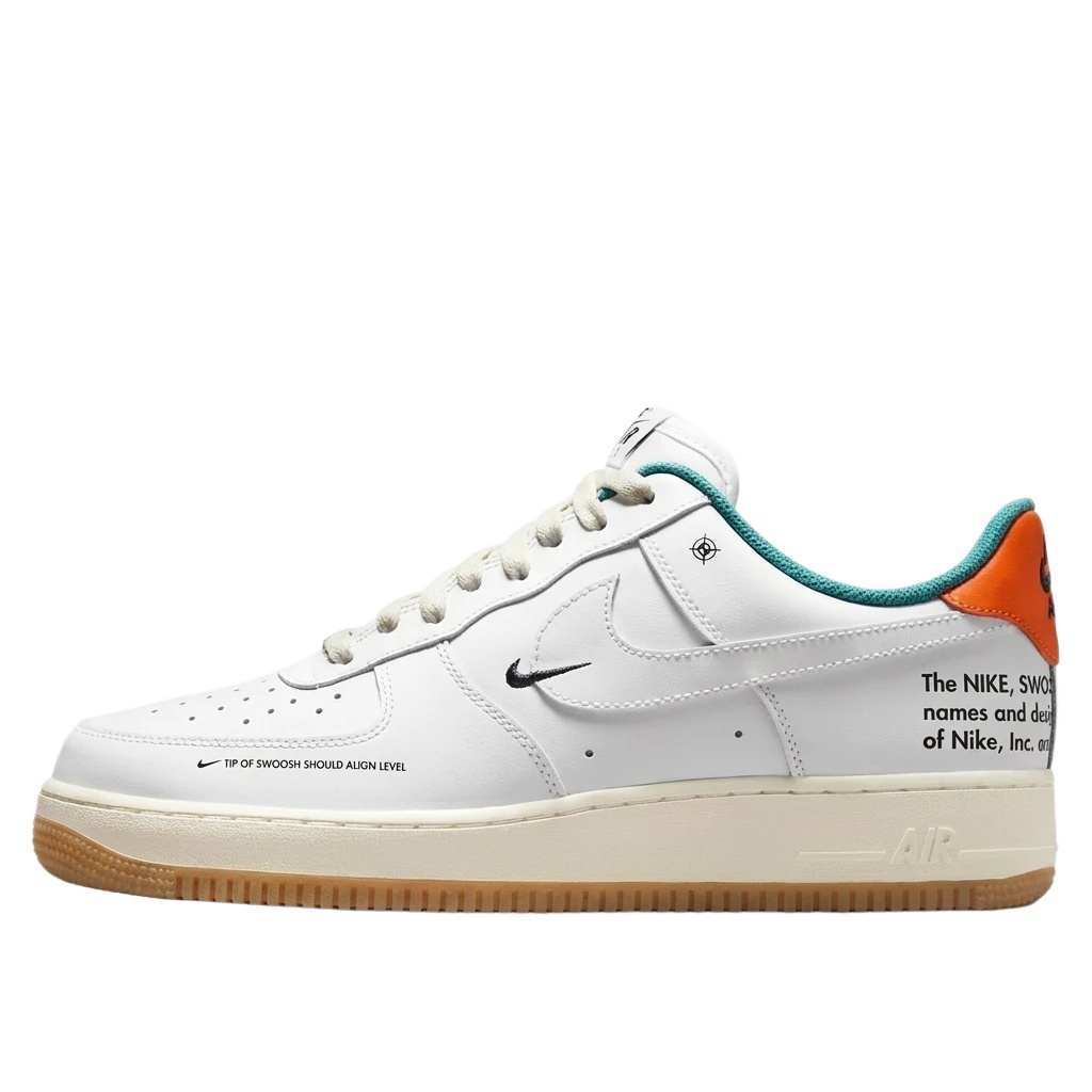 Nike Air Force 1 Simple White and Orange Shoes
