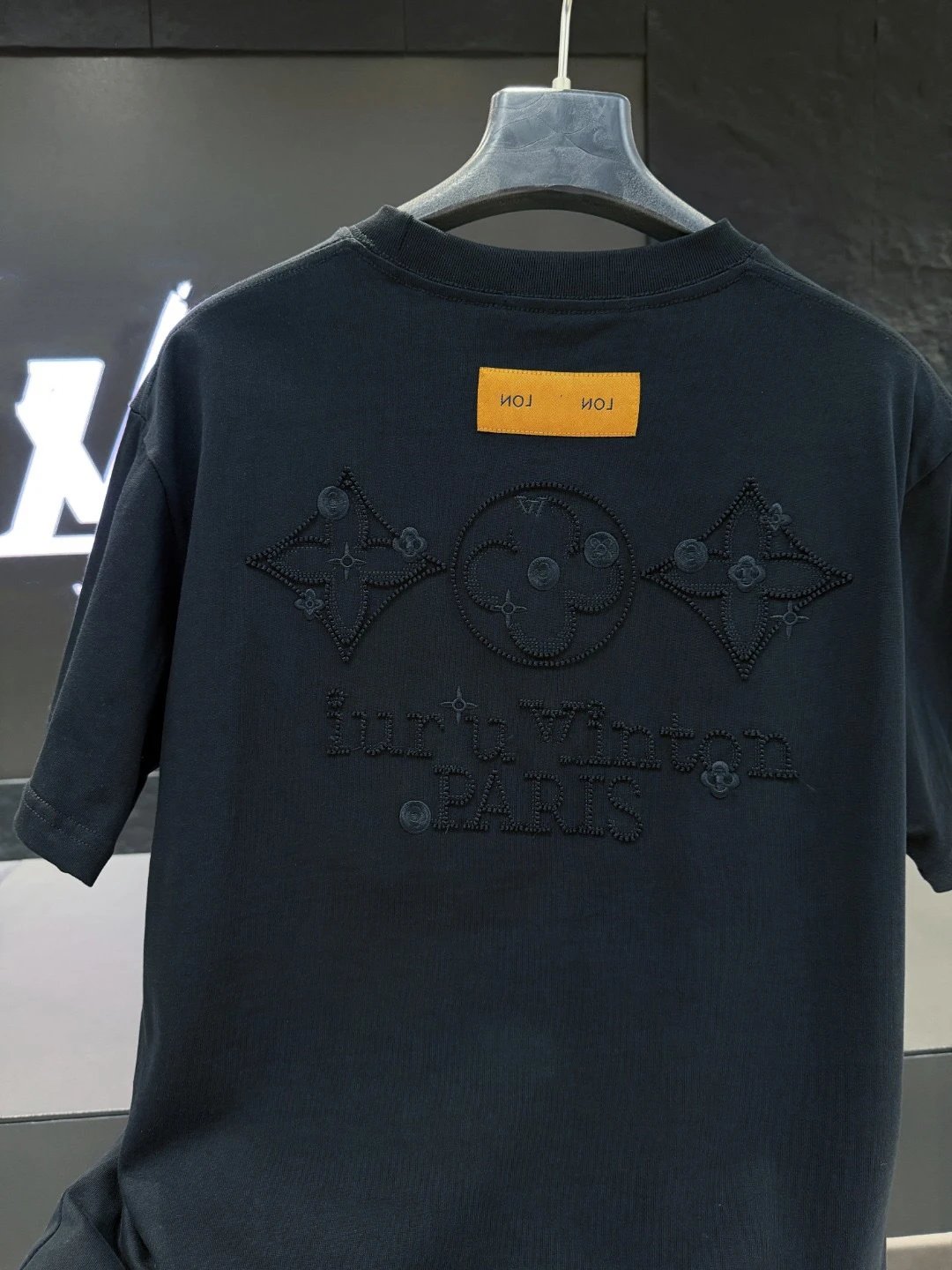 Louis Vuitton Monogram Embroidered Trendy Black Short-sleeve T-shirt