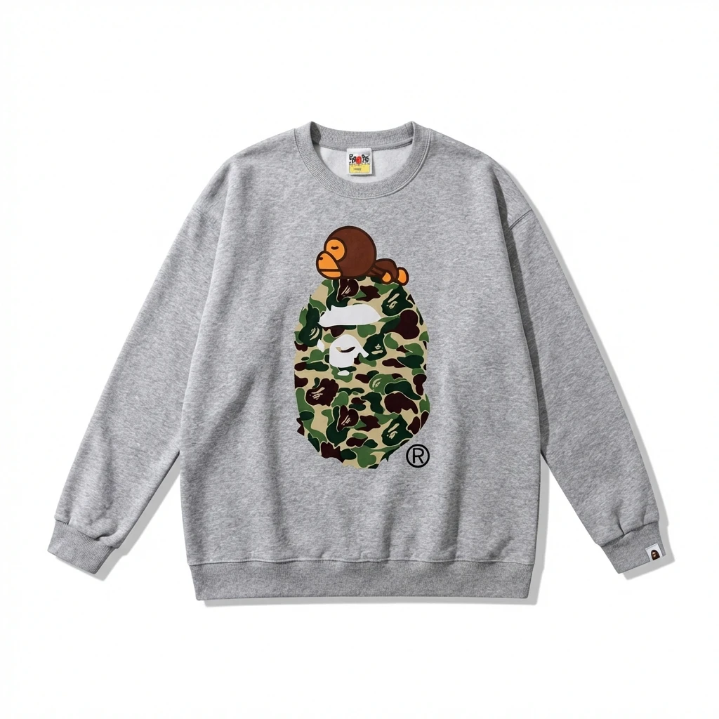 Bape camouflage style grey sweatshirt