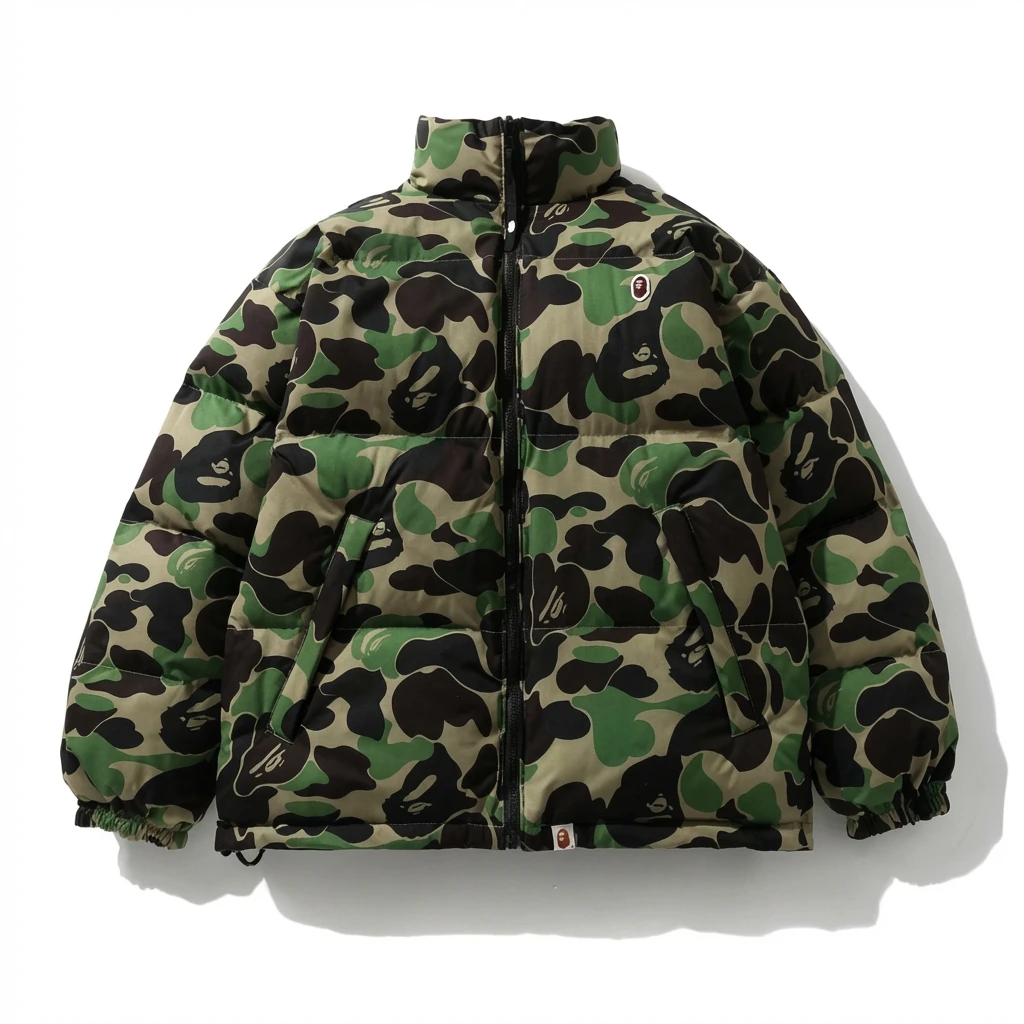 Bape camouflage-style down jacket