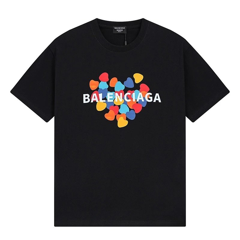 Balenciaga Trendy Black T-shirt with Heart Print