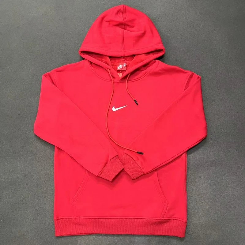 Nike Small Chest-Logo Detail Small-Logo Detail Red Zip Hoodie Commuter Look Swoosh