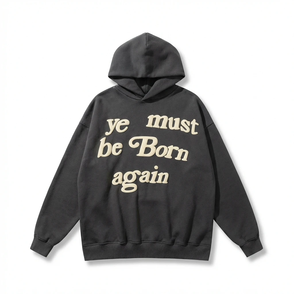 Kanye's retro-style black hoodie