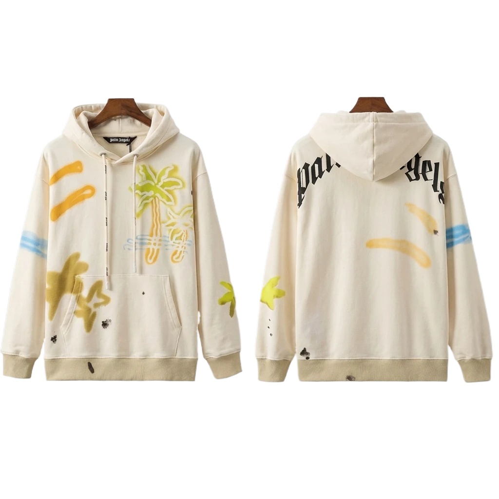 Palm Angels Graffiti Style White Hoodie