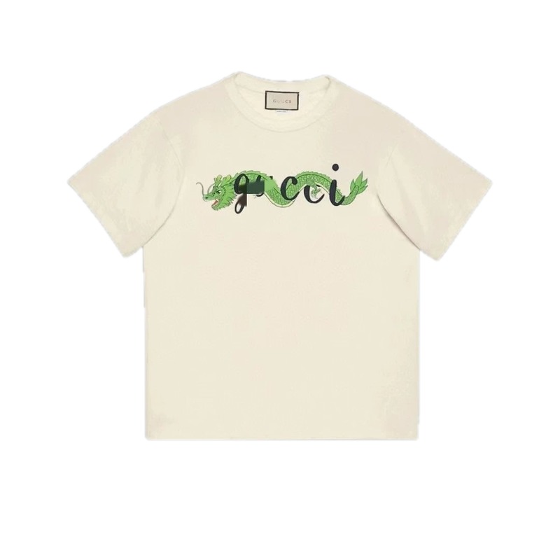 Gucci Year of the Dragon Collection Vintage Style Off-White Short Sleeve T-Shirt