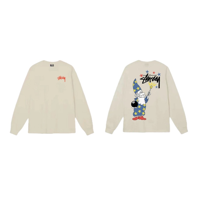 Stussy cartoon print beige long-sleeve