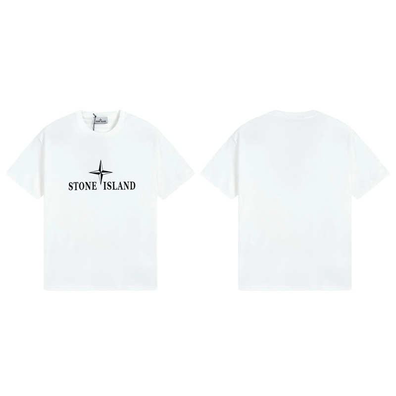 Stone Island Printed Street Style White T-Shirt