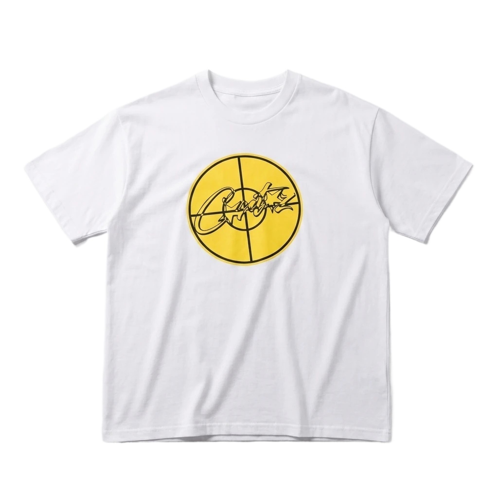 Corteiz Yellow Bullseye Trendy Cool White T-shirt