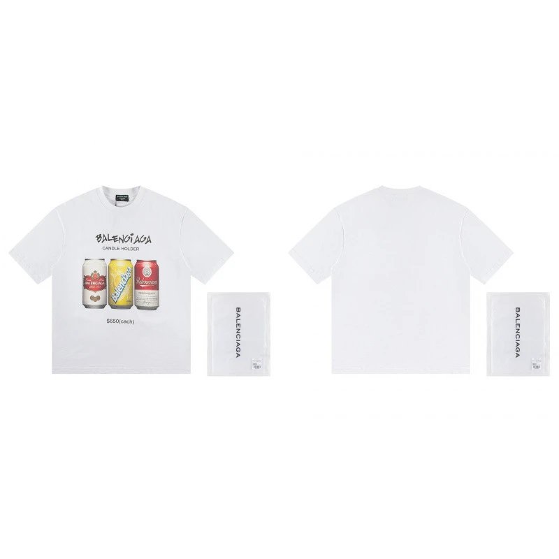 Balenciaga Trendy White T-Shirt with Soda Can Print