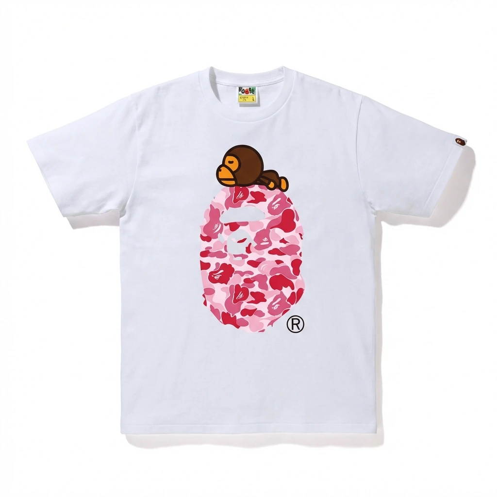 Bape Ape Camouflage Style White T-shirt