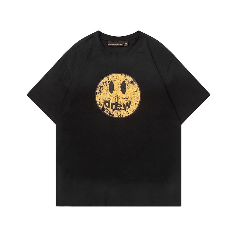 DREW Smiley Series Street Style Black T-shirt