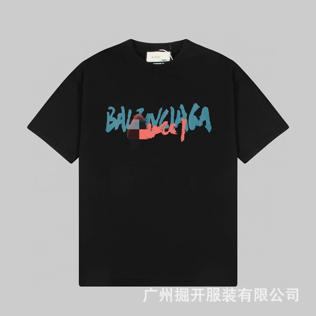 Balenciaga Graffiti Street Style Black T-Shirt