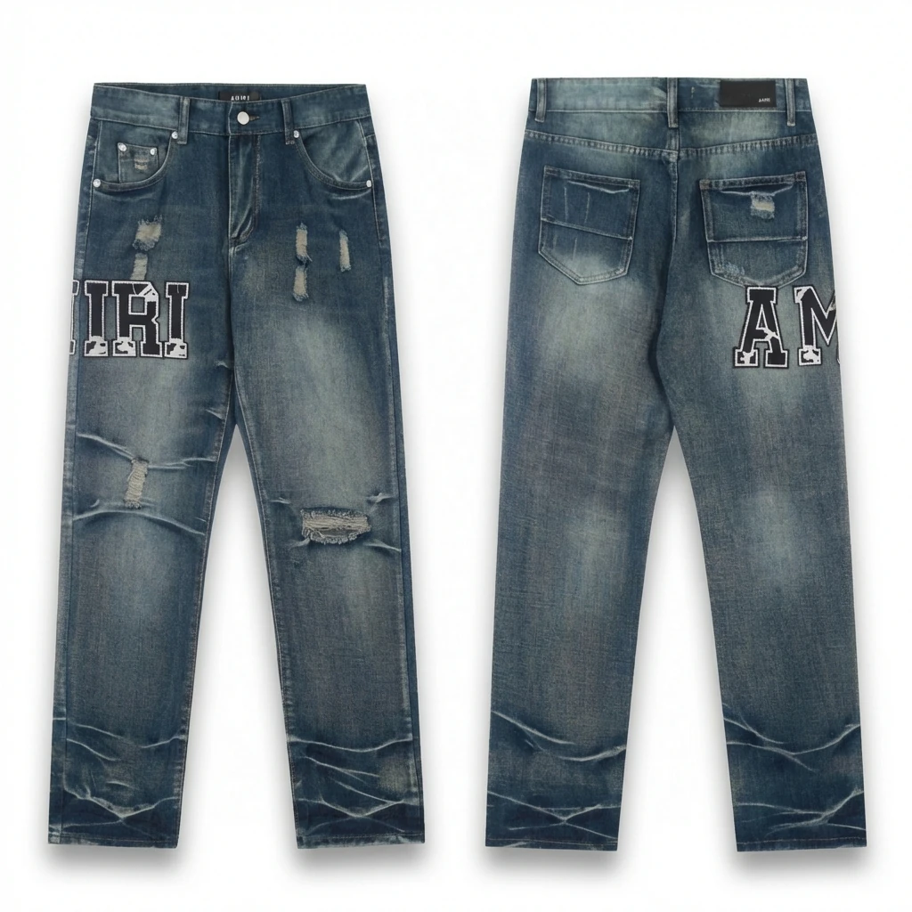 AMIRI ripped denim blue jeans
