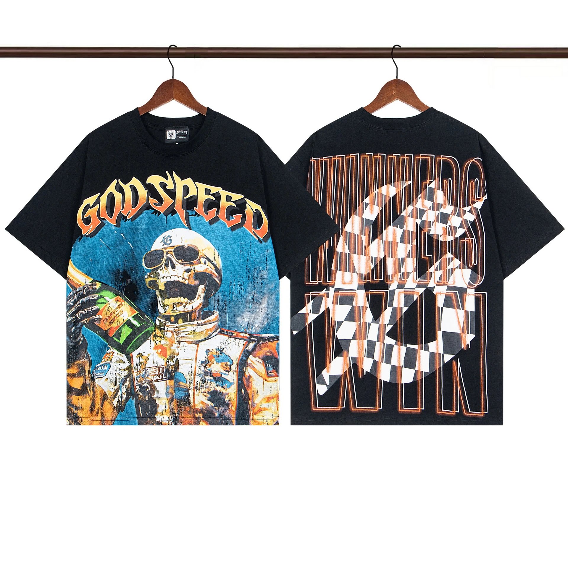 Godspeed Skull Print Street Style Black T-Shirt