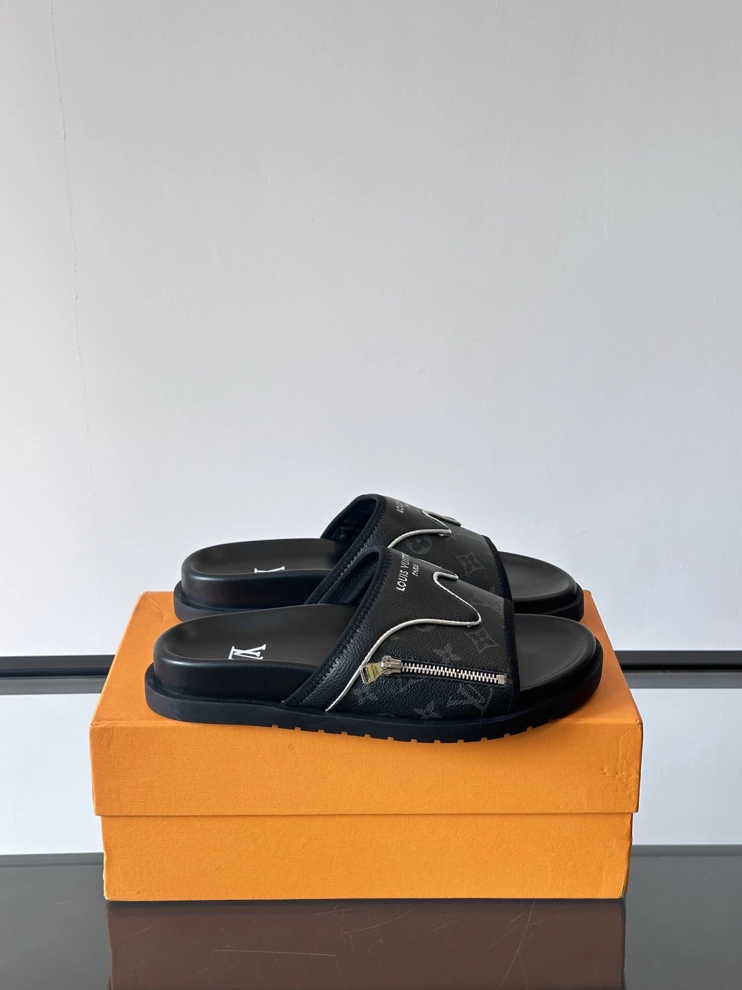 Louis Vuitton Monogram Trendy Style Black Slides