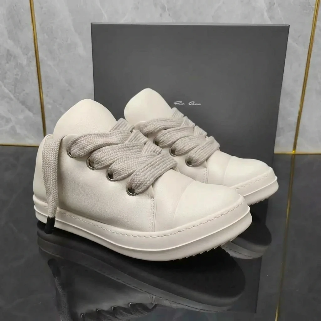 Rick Owens minimalist style white sneakers