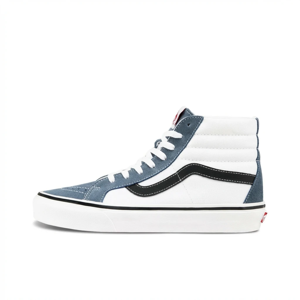 Vans high-top retro style gray and white shoes