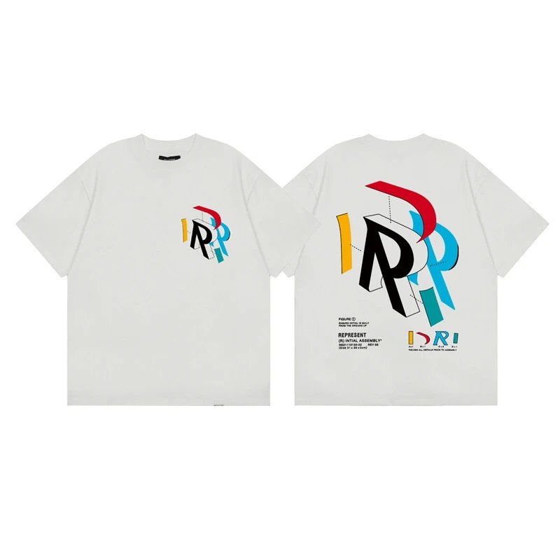 Represent Large R Printed Street Style White T-Shirt