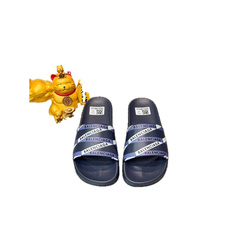 Balenciaga Style Letter Streetwear Navy Blue Slides