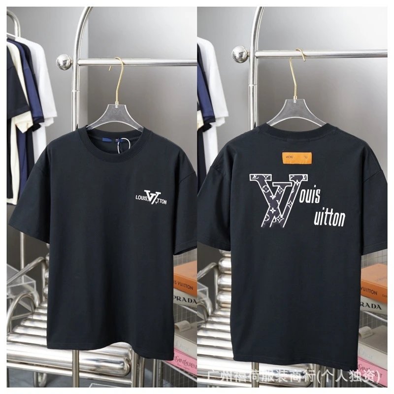 Louis Vuitton Print Streetwear Style Black Short-sleeve T-shirt