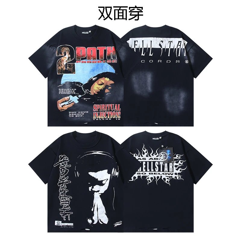 Hellstar Double-sided Print Street Style Black T-Shirt