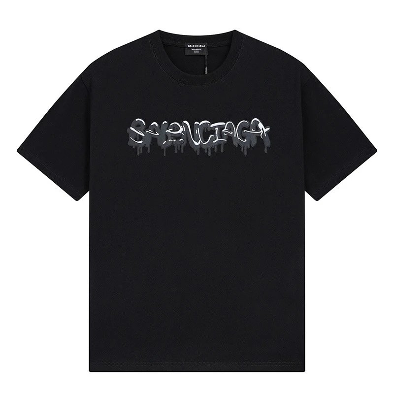 Balenciaga Graffiti Street Style Black Short Sleeve T-shirt