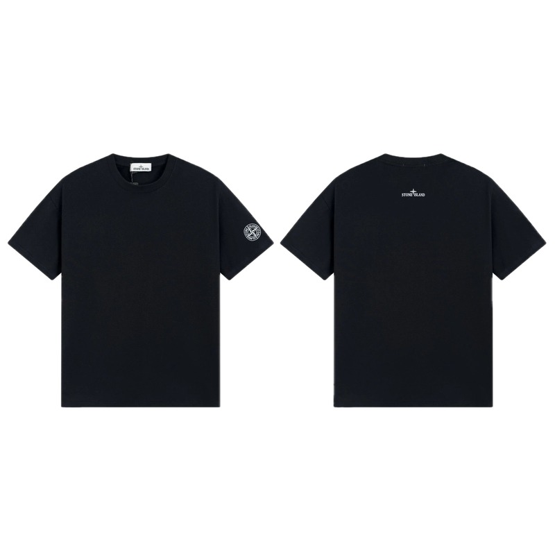 Stone Island Badge Techwear Style Black Short Sleeve T-Shirt