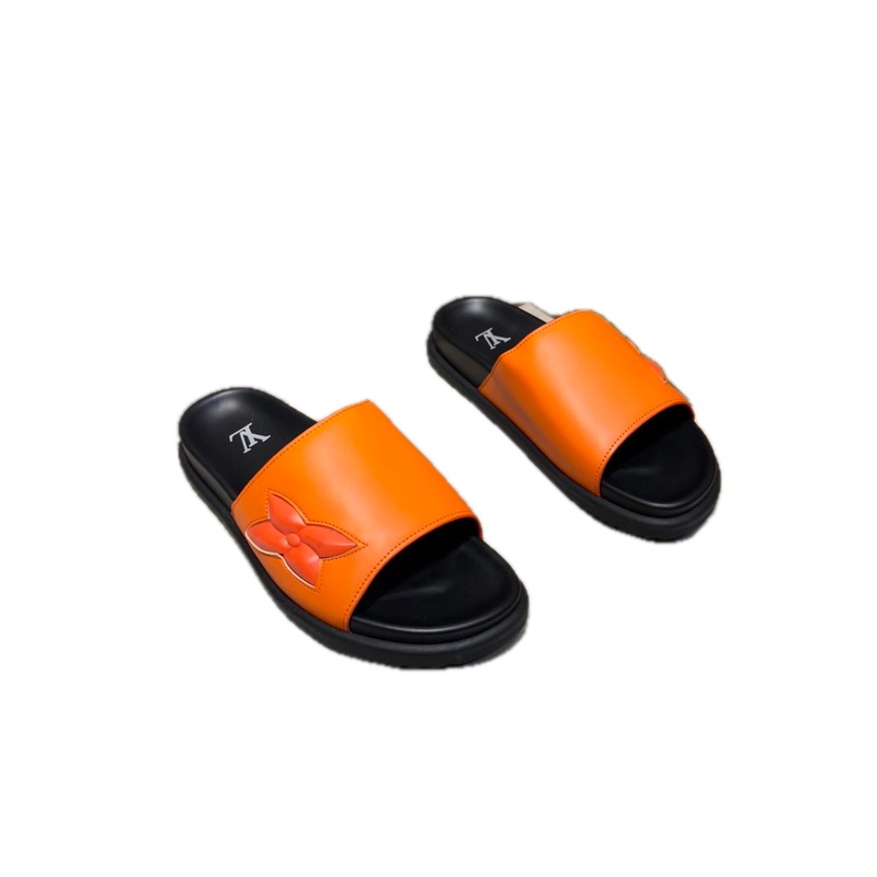 Louis Vuitton Monogram Casual Style Orange Slide Sandals
