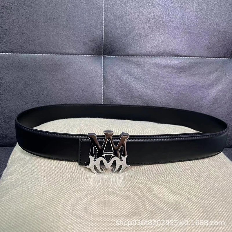 Amiri Casual Logo belt Black Belt Metallic for Streetwear Looks