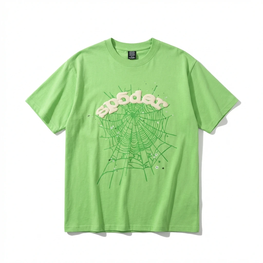 Sp5der Cobweb Style Green T-shirt