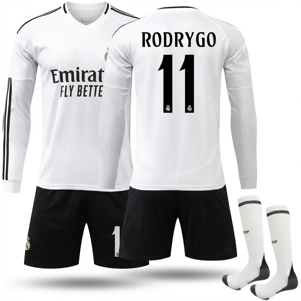 The white jersey of Rodrygo from Real Madrid.