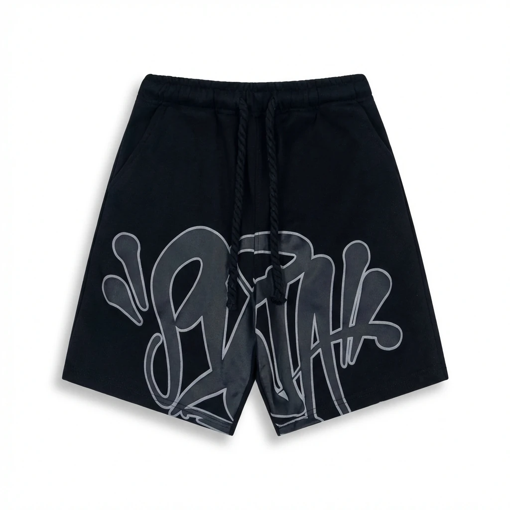 SynaWorld Graffiti-style Black Shorts