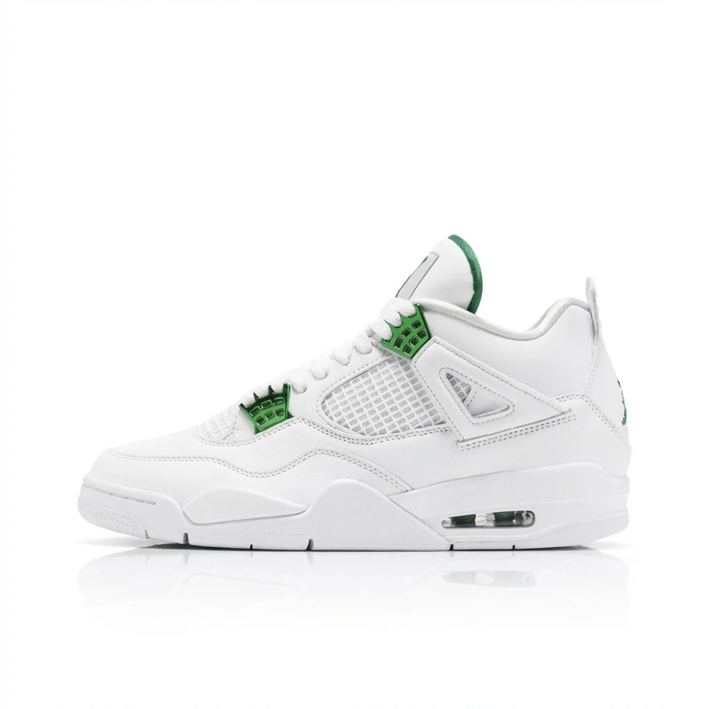 Jordan 4th generation trendy and cool style white-green shoes