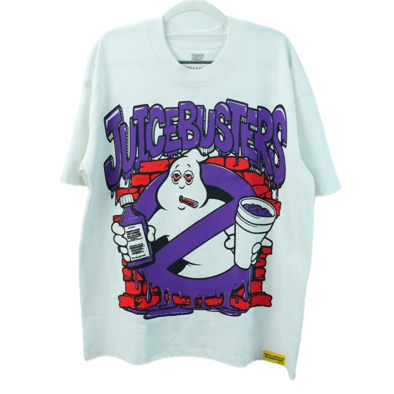 American Streetwear Brand Ghost Print White Short-sleeve T-shirt