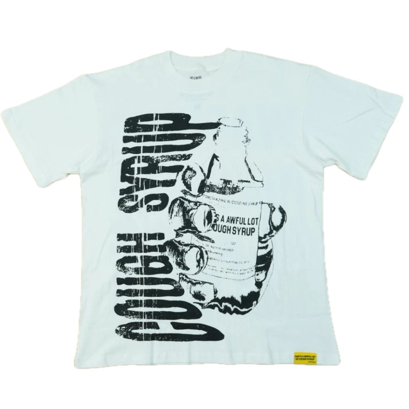 ALOCS Syrup Print Street Style White T-Shirt