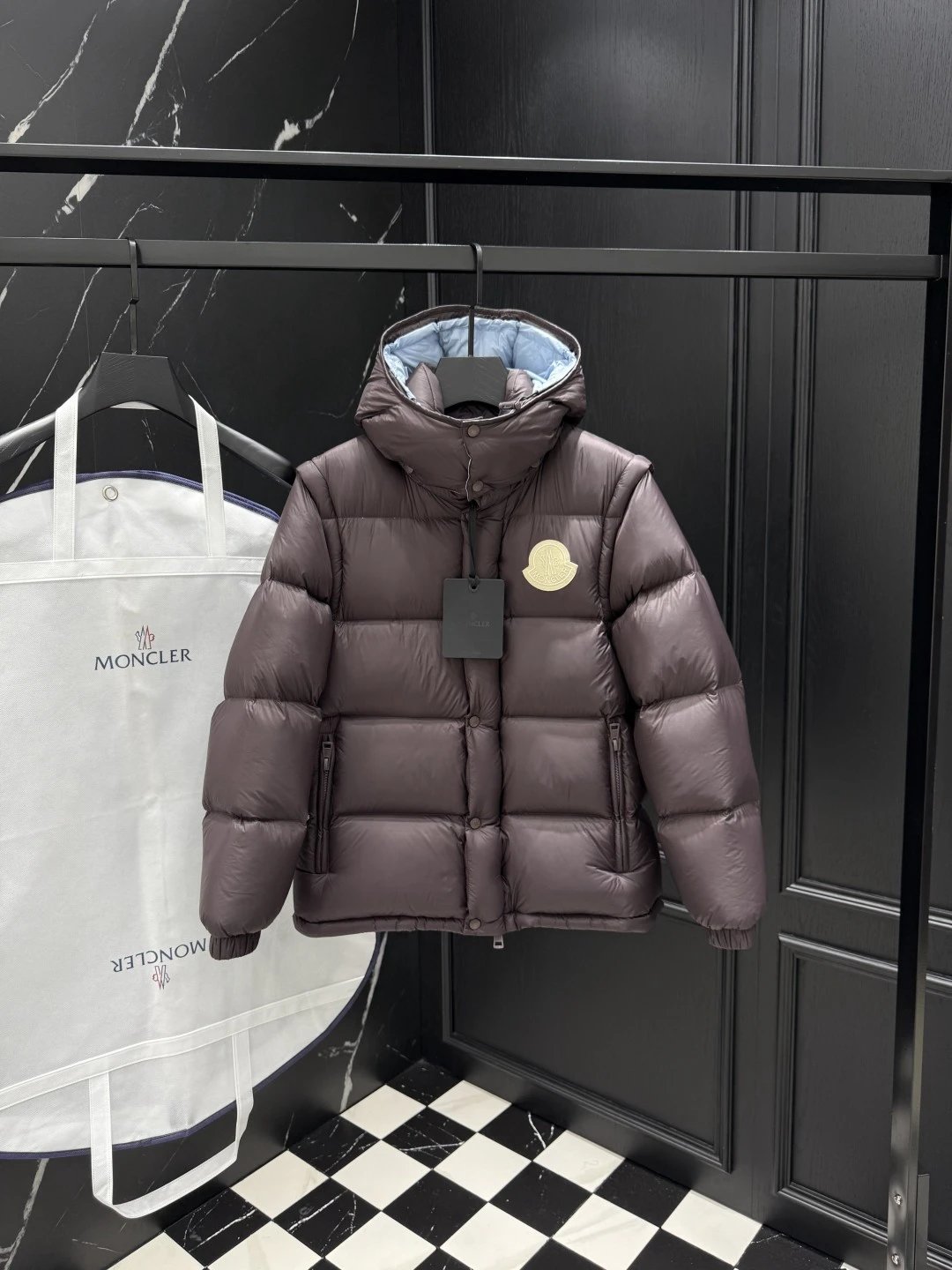 School Runs Kids Puffer Jacket by Moncler with Hooded Badge