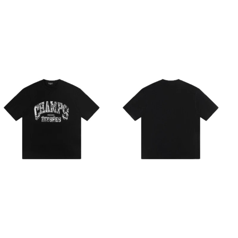 Balenciaga Vintage-style Printed Black T-Shirt