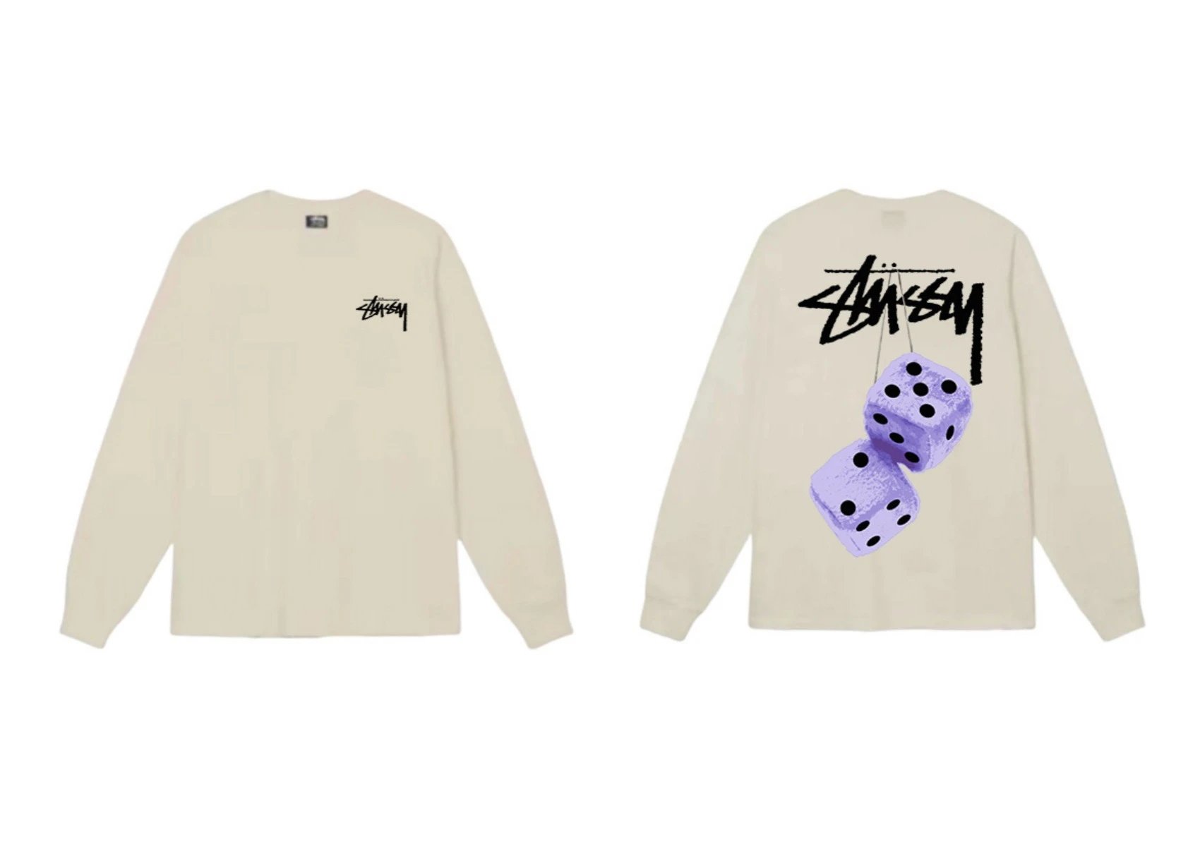 Stussy Dice Print Off-white Long-sleeve Shirt