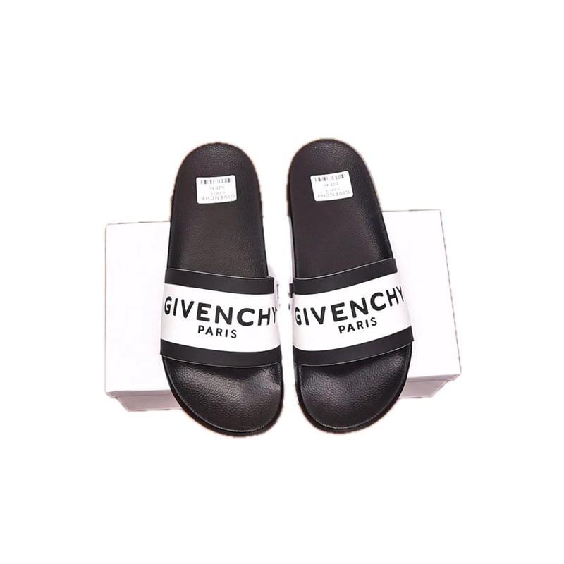 Givenchy Letter Printed Streetwear-style Black and White Slides