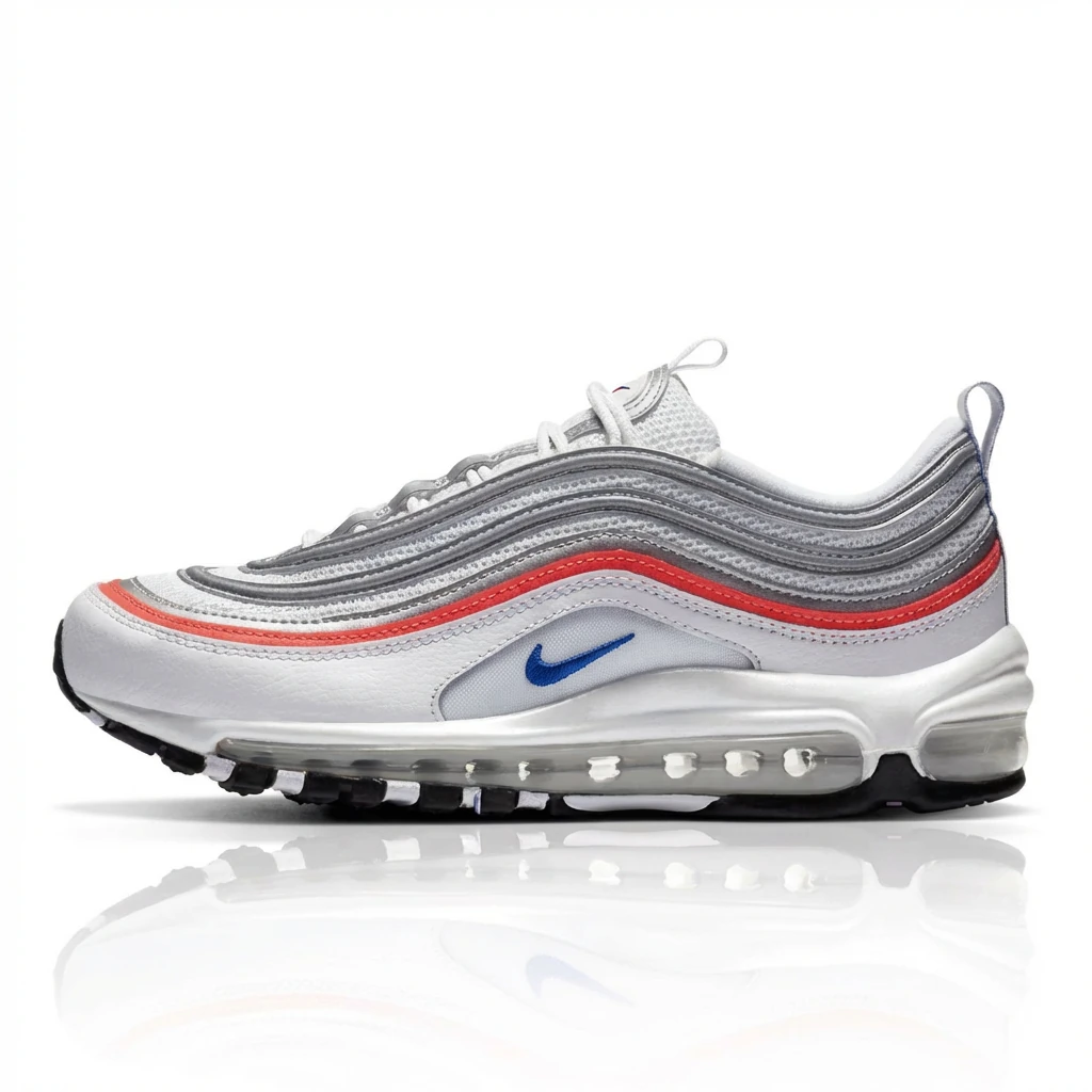 Nike Air Max 97 Trendy Grey-White-Red Sports Shoes
