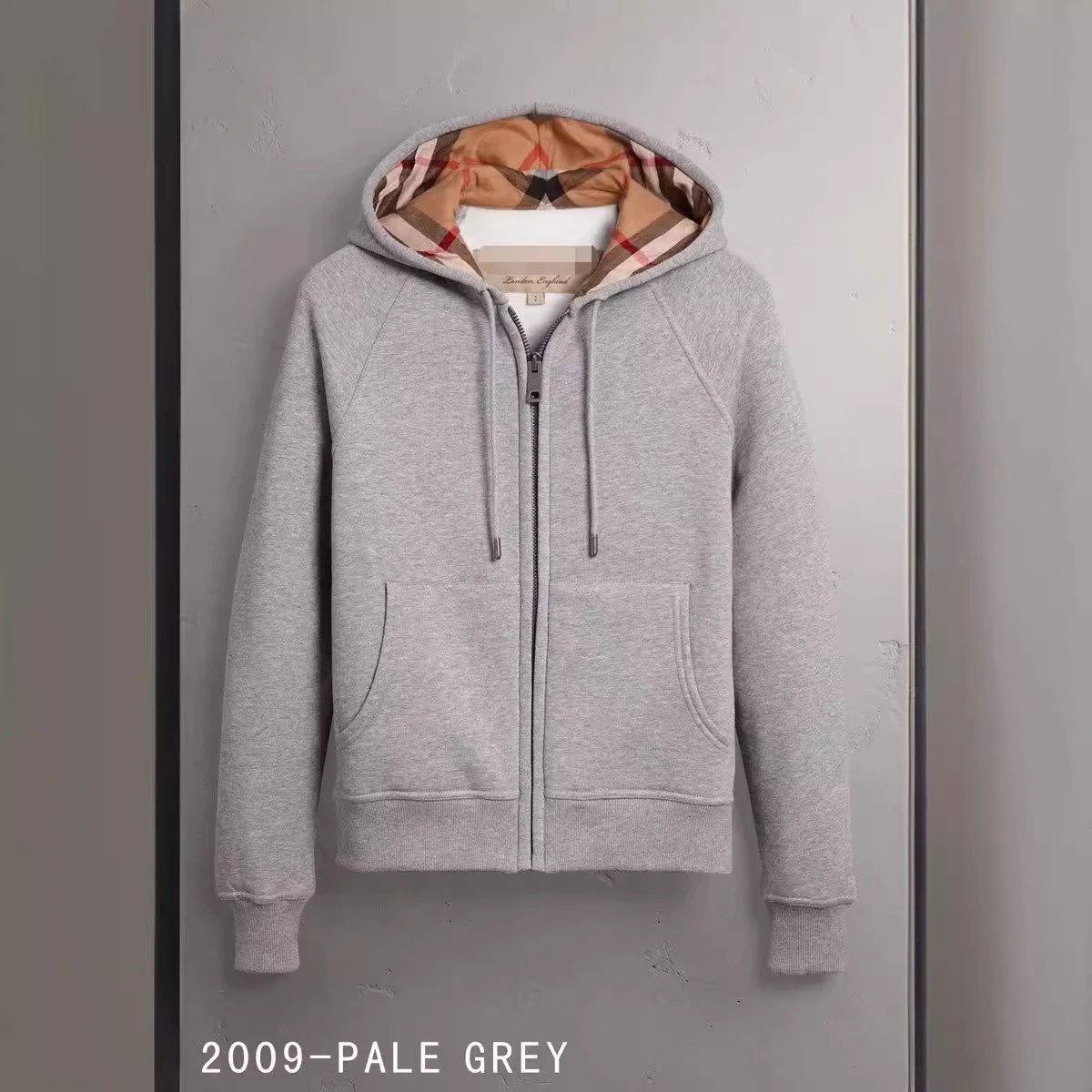 Burberry Casual Zip hoodie Gray Zip Check for Streetwear Looks