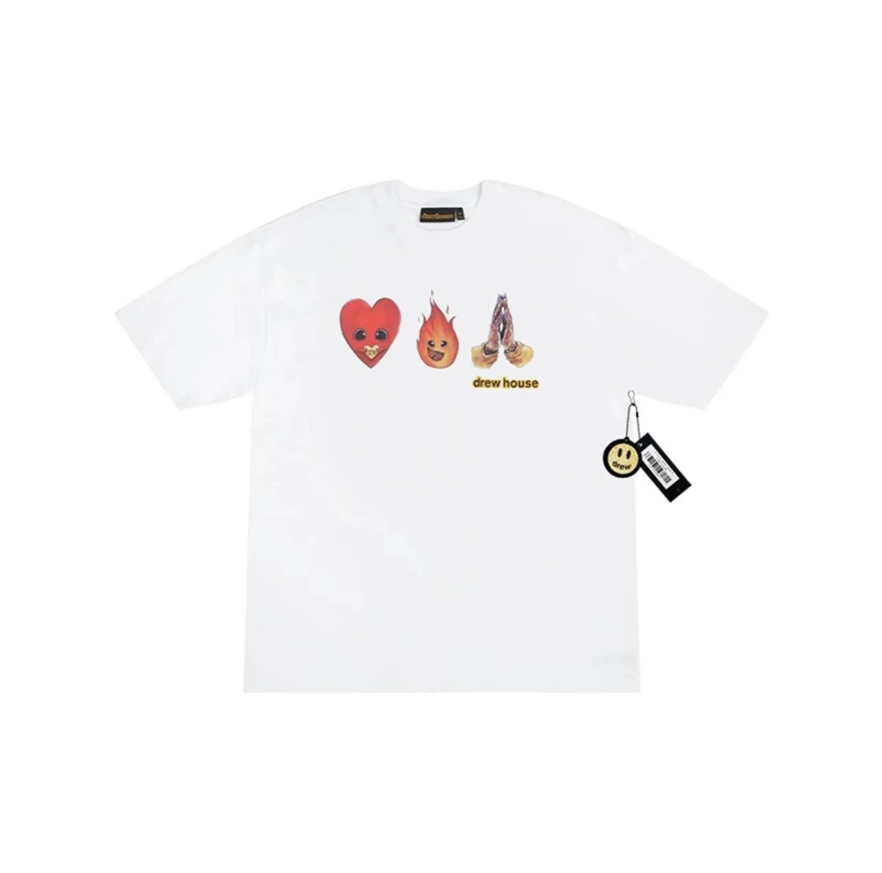 DrewHouse Heart Flame Print Street Style White T-shirt