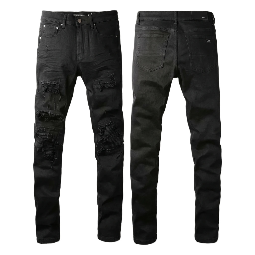 AMI Ripped and Trendy Cool Black Jeans